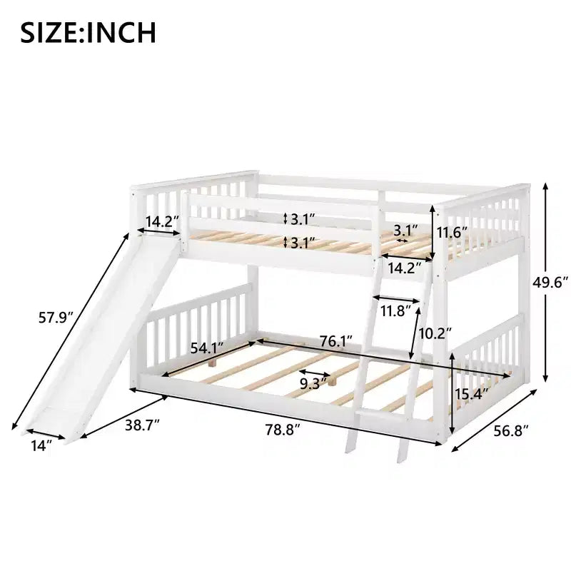 Whisen Wood Full over Full Bunk Bed with Convertible Slide and Ladder