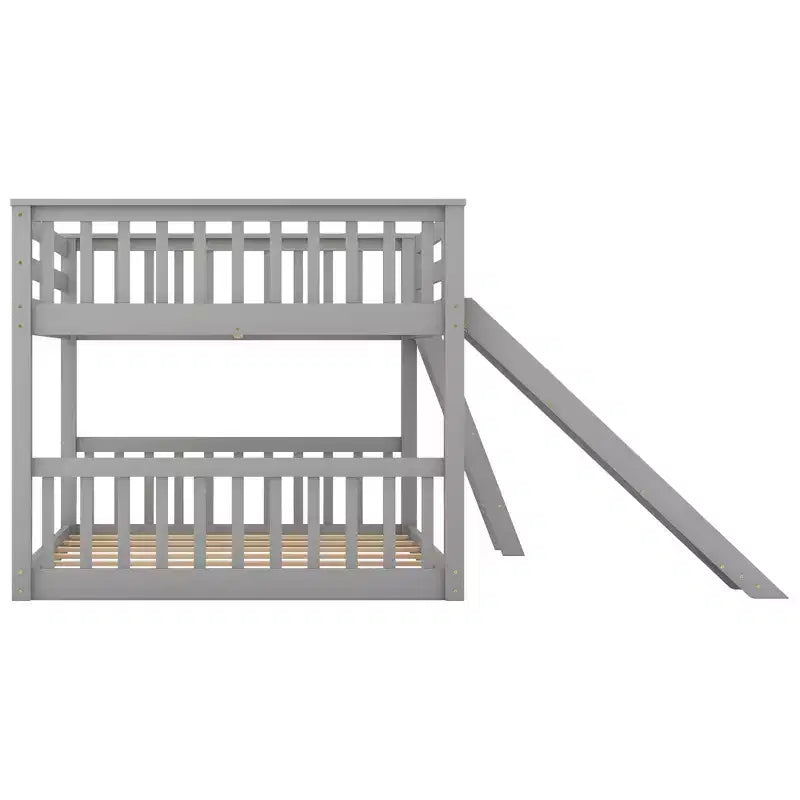 Whisen Wood Full over Full Bunk Bed with Convertible Slide and Ladder