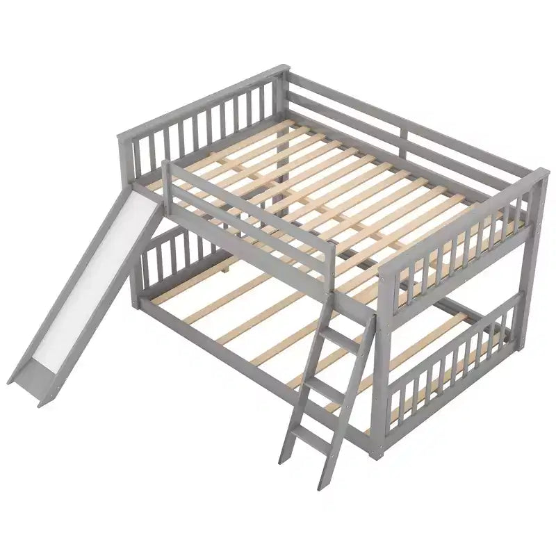 Whisen Wood Full over Full Bunk Bed with Convertible Slide and Ladder