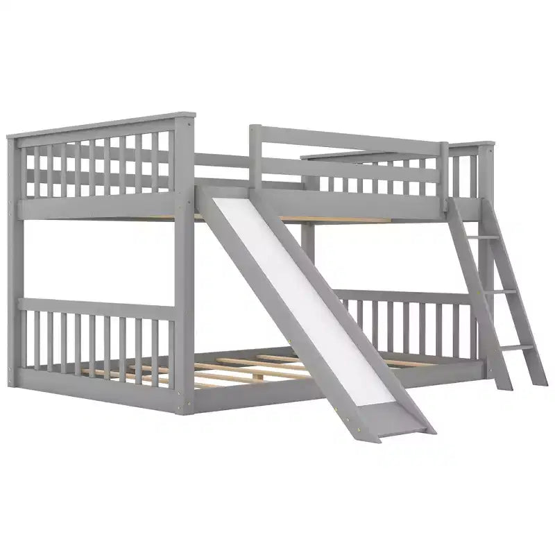 Whisen Wood Full over Full Bunk Bed with Convertible Slide and Ladder