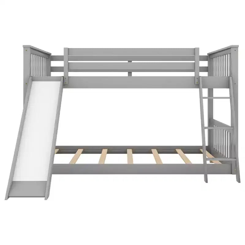 Whisen Wood Full over Full Bunk Bed with Convertible Slide and Ladder