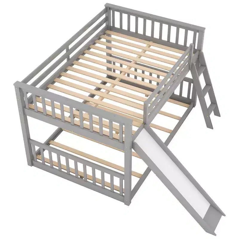 Whisen Wood Full over Full Bunk Bed with Convertible Slide and Ladder