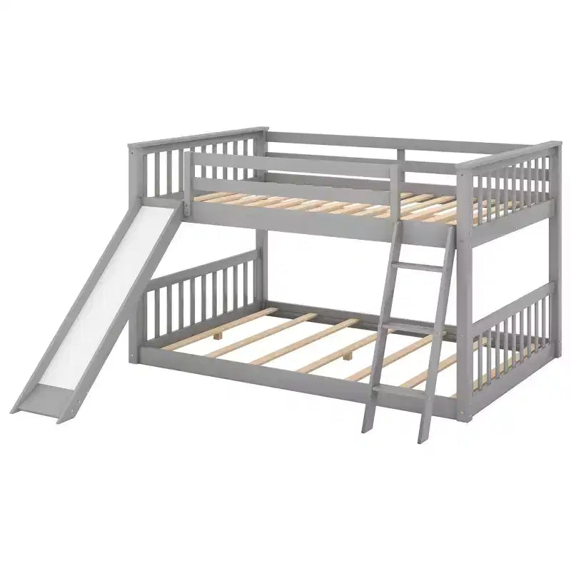 Whisen Wood Full over Full Bunk Bed with Convertible Slide and Ladder