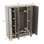 Whisen Wood 4-Door Wardrobe Armoire with Hanging Rod, 1-Drawer and Storage Shelves