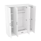 Whisen Wood 4-Door Wardrobe Armoire with Hanging Rod, 1-Drawer and Storage Shelves