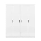 Whisen Wood 4-Door Wardrobe Armoire with Hanging Rod, 1-Drawer and Storage Shelves