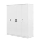 Whisen Wood 4-Door Wardrobe Armoire with Hanging Rod, 1-Drawer and Storage Shelves