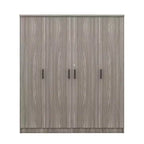 Whisen Wood 4-Door Wardrobe Armoire with Hanging Rod, 1-Drawer and Storage Shelves