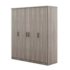 Whisen Wood 4-Door Wardrobe Armoire with Hanging Rod, 1-Drawer and Storage Shelves