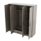Whisen Wood 4-Door Wardrobe Armoire with Hanging Rod, 1-Drawer and Storage Shelves