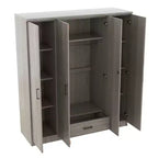 Whisen Wood 4-Door Wardrobe Armoire with Hanging Rod, 1-Drawer and Storage Shelves