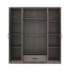 Whisen Wood 4-Door Wardrobe Armoire with Hanging Rod, 1-Drawer and Storage Shelves