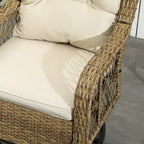 Outsunny Wicker Bistro Set, 3 Piece Patio Furniture Set with Swivel Rocking Chairs and Storage Table, Thickened Cushions for Balcony, Porch