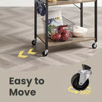 Kitchen Shelf on Wheels, Serving Cart with 3 Shelves, Kitchen Cart, Microwave Shelf, for Mini Oven, Toaster, with 6 Hooks
