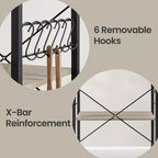 Kitchen Shelf on Wheels, Serving Cart with 3 Shelves, Kitchen Cart, Microwave Shelf, for Mini Oven, Toaster, with 6 Hooks