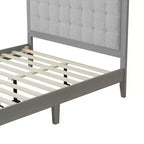 King/California King/Queen Size Platform Bed with Upholstered Headboard and Solid Wood Frame, Gray-Christopher Knight Home