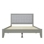 King/California King/Queen Size Platform Bed with Upholstered Headboard and Solid Wood Frame, Gray-Christopher Knight Home