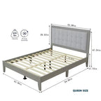 King/California King/Queen Size Platform Bed with Upholstered Headboard and Solid Wood Frame, Gray-Christopher Knight Home