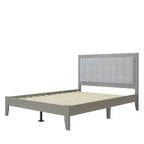 King/California King/Queen Size Platform Bed with Upholstered Headboard and Solid Wood Frame, Gray-Christopher Knight Home