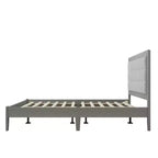 King/California King/Queen Size Platform Bed with Upholstered Headboard and Solid Wood Frame, Gray-Christopher Knight Home