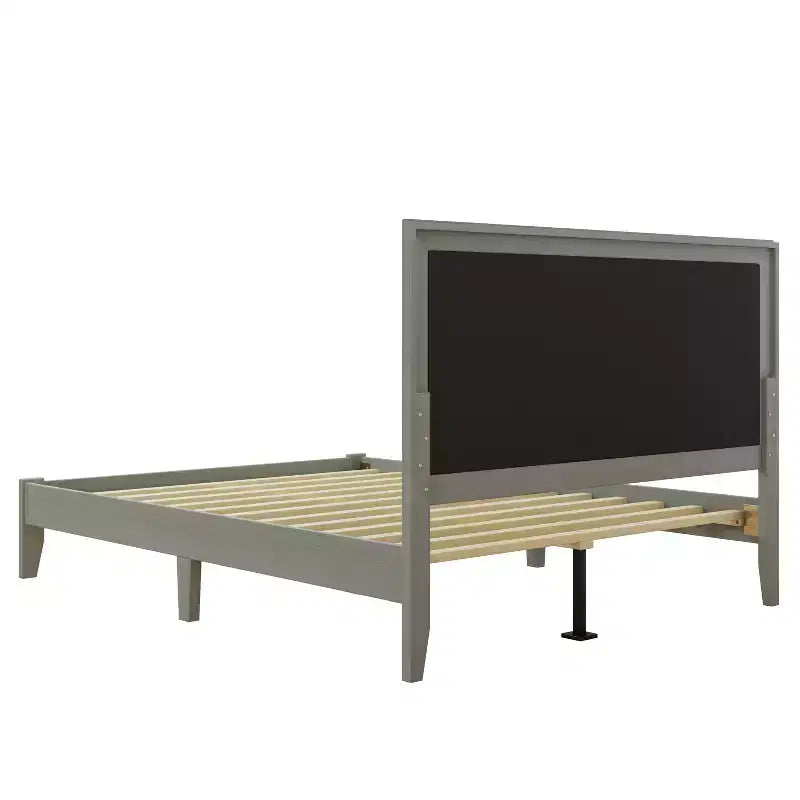 King/California King/Queen Size Platform Bed with Upholstered Headboard and Solid Wood Frame, Gray-Christopher Knight Home