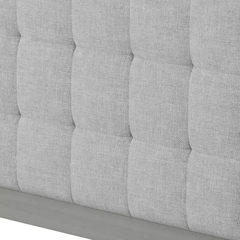 King/California King/Queen Size Platform Bed with Upholstered Headboard and Solid Wood Frame, Gray-Christopher Knight Home