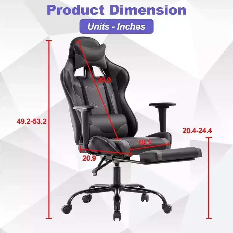 BestMassage Gaming Chair Computer Gamer Chair with Lumbar Support and Footrest Rolling Swivel Design Office Chair for Home Office and Gaming