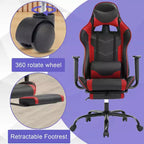 BestMassage Gaming Chair Computer Gamer Chair with Lumbar Support and Footrest Rolling Swivel Design Office Chair for Home Office and Gaming