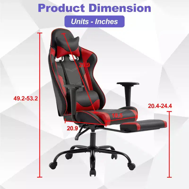 BestMassage Gaming Chair Computer Gamer Chair with Lumbar Support and Footrest Rolling Swivel Design Office Chair for Home Office and Gaming