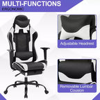 BestMassage Gaming Chair Computer Gamer Chair with Lumbar Support and Footrest Rolling Swivel Design Office Chair for Home Office and Gaming