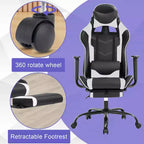BestMassage Gaming Chair Computer Gamer Chair with Lumbar Support and Footrest Rolling Swivel Design Office Chair for Home Office and Gaming