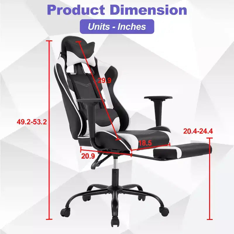 BestMassage Gaming Chair Computer Gamer Chair with Lumbar Support and Footrest Rolling Swivel Design Office Chair for Home Office and Gaming