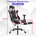 BestMassage Gaming Chair Computer Gamer Chair with Lumbar Support and Footrest Rolling Swivel Design Office Chair for Home Office and Gaming