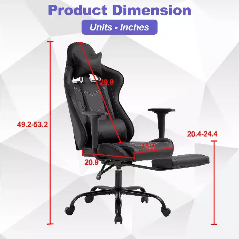 BestMassage Gaming Chair Computer Gamer Chair with Lumbar Support and Footrest Rolling Swivel Design Office Chair for Home Office and Gaming