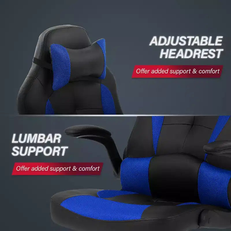 BestMassage Gaming Chair Computer Desk Chair with Lumbar Support Upholstery and Rolling Swivel Chair Base for PC Gaming and Executive Use