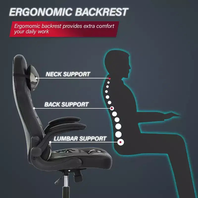 BestMassage Gaming Chair Computer Desk Chair with Lumbar Support Upholstery and Rolling Swivel Chair Base for PC Gaming and Executive Use