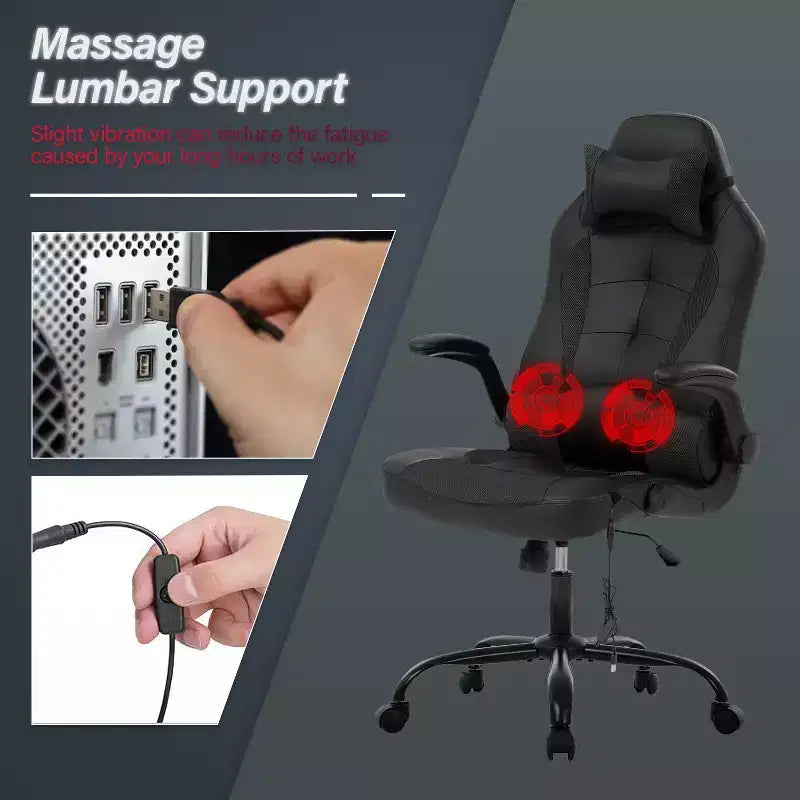 BestMassage Gaming Chair Computer Desk Chair with Lumbar Support Upholstery and Rolling Swivel Chair Base for PC Gaming and Executive Use
