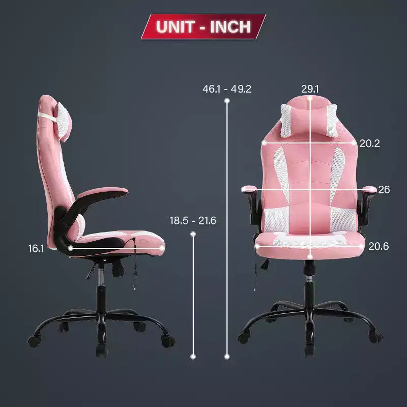 BestMassage Gaming Chair Computer Desk Chair with Lumbar Support Upholstery and Rolling Swivel Chair Base for PC Gaming and Executive Use