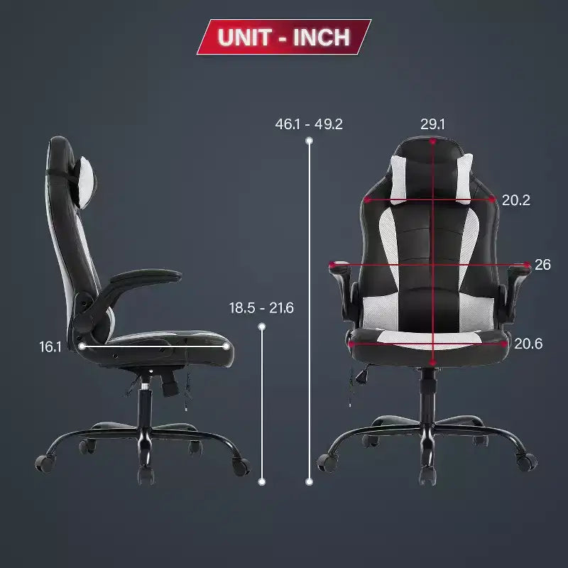BestMassage Gaming Chair Computer Desk Chair with Lumbar Support Upholstery and Rolling Swivel Chair Base for PC Gaming and Executive Use