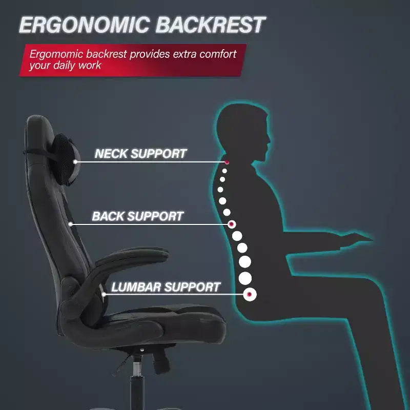 BestMassage Gaming Chair Computer Desk Chair with Lumbar Support Upholstery and Rolling Swivel Chair Base for PC Gaming and Executive Use