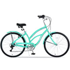 26 Inch Cruiser Bike, 7 Speed Multiple Colors Men's Women's Beach Cruiser Bike with Front and Rear V-brakes