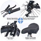 26 Inch Cruiser Bike, 7 Speed Multiple Colors Men's Women's Beach Cruiser Bike with Front and Rear V-brakes
