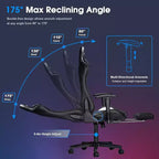 Douxlife Modern 7-Point Massage Ergonomic Gaming Chair with Footrest & Adjustable Armrests Black