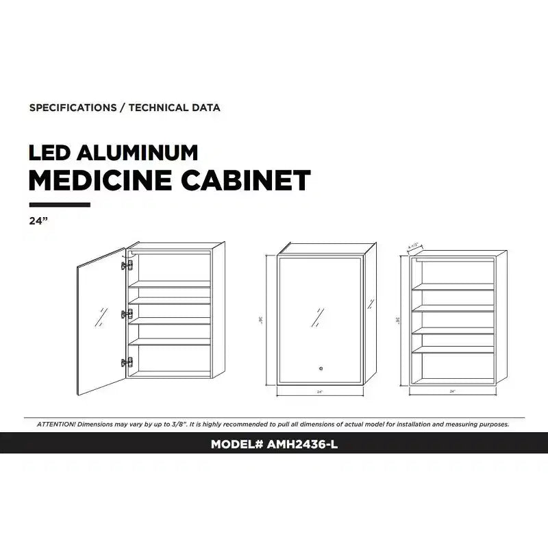 Fine Fixtures Frameless Mirrored Medicine Cabinet with LED Lighting