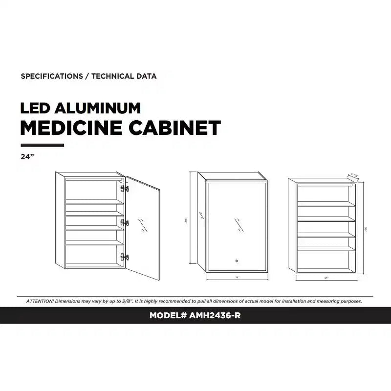 Fine Fixtures Frameless Mirrored Medicine Cabinet with LED Lighting