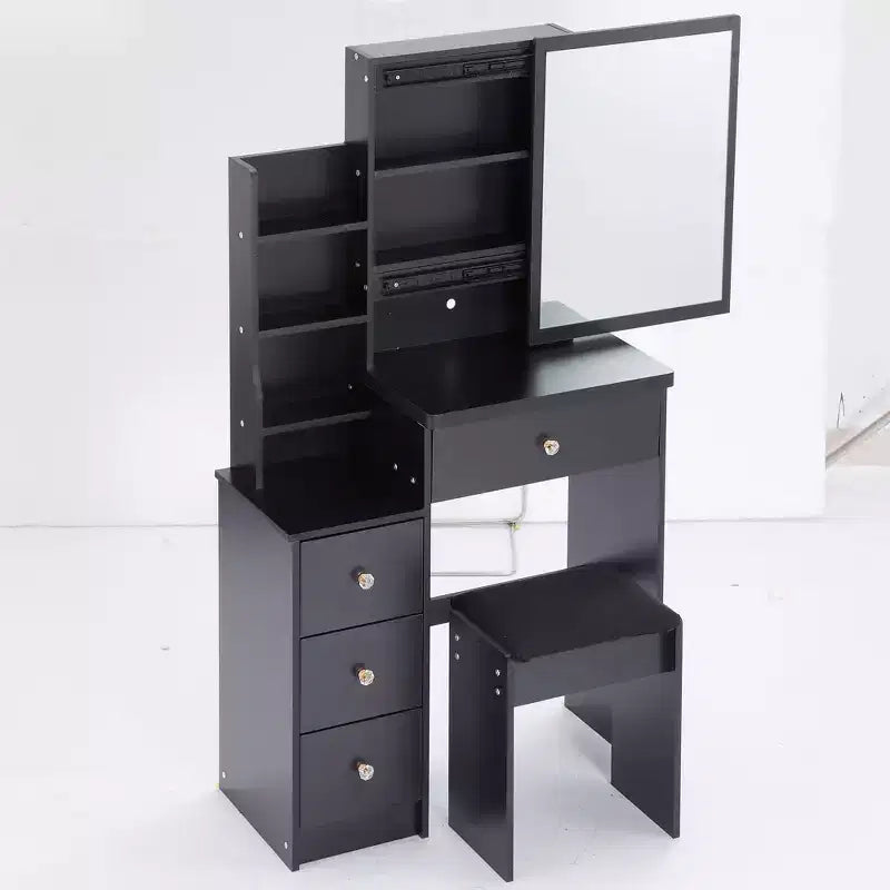 Small Size Left Bedside Cabinet Dressing Dressing Table + Cushioned Stool, Extra Large Sliding Mirror, Multi Layer