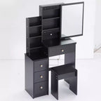 Small Size Left Bedside Cabinet Dressing Dressing Table + Cushioned Stool, Extra Large Sliding Mirror, Multi Layer