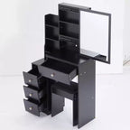 Small Size Left Bedside Cabinet Dressing Dressing Table + Cushioned Stool, Extra Large Sliding Mirror, Multi Layer