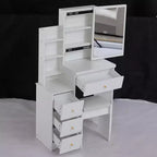 Small Size Left Bedside Cabinet Dressing Dressing Table + Cushioned Stool, Extra Large Sliding Mirror, Multi Layer