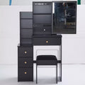 Small Size Left Bedside Cabinet Dressing Dressing Table + Cushioned Stool, Extra Large Sliding Mirror, Multi Layer